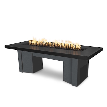 The Outdoor Plus 78 Alameda Fire Table Smooth Concrete, 12V Electronic Ignition, Black Concrete Top, Liquid Propane OPT-ALMGFRC78E12V-BLK-SLV-LP